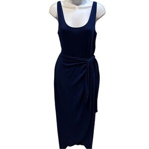 Reformation Jeans Kaila Knit Dress Blue Wrap Scoop Neck Sleeveless Size Large
